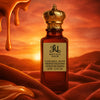 The image features a perfume bottle labeled 