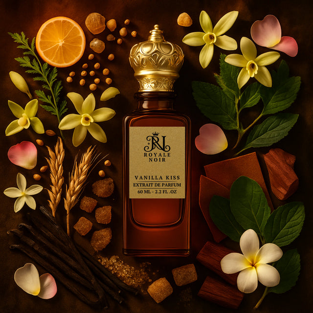 A rich amber bottle of Royale Noir's 