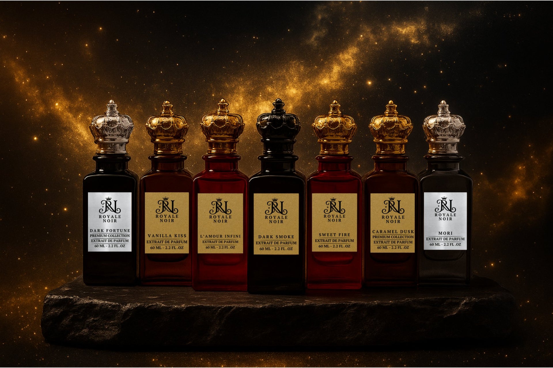 The image shows a collection of seven 